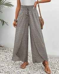 Lizzy | Hose mit weitem Bein und Geometrie-Druck in Weiß