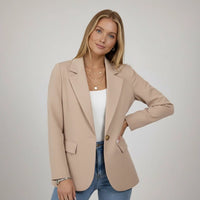 Victoire | Damen Blazer Klassisch Reverskragen Einknopf Elegant Business in Beige