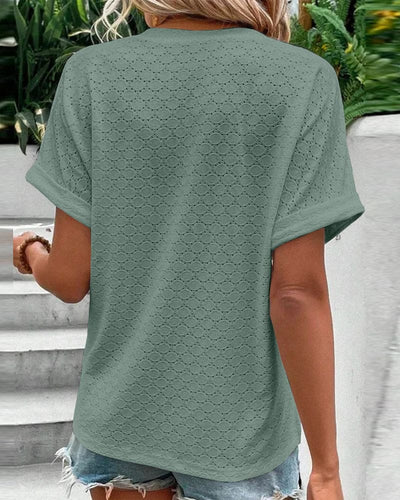 Fudus | Lässig Bluse Mit V-ausschnitt in Einer Einfarbigen Farbe, Mit Einem Knopf Geschlossen