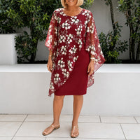 Felleria™ Kleid mit floraler Schicht und raffinierter Silhouette in Rot
