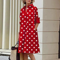 Maris – Lässiges Kleid mit Taschen in Rot / Weiß