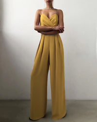 Drune | Damen Riemen Overall Sinnlich Figurbetont Party Abend Trend in Gelb