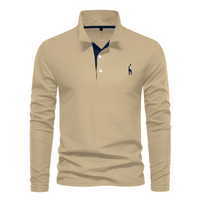 Antoine - Langärmeliges Herren-Poloshirt für den Alltag in Khaki