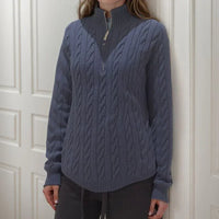Mathilde™-Pullover aus Zopfstrick mit Hohem Kragen  / Das Must-Have für Winterliche Looks mit Präsenz! in Dunkelblau