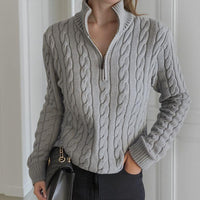 Mathilde™-Pullover aus Zopfstrick mit Hohem Kragen  / Das Must-Have für Winterliche Looks mit Präsenz! in Grau