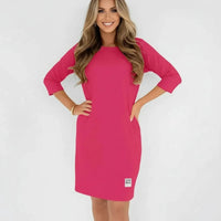 Daily™-Kleid aus Comfort-Strick mit 3/4-Ärmeln / Das elegante Basic, das die Figur vorteilhaft betont, ohne einzuengen! in Pink