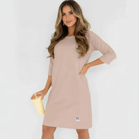 Daily™-Kleid aus Comfort-Strick mit 3/4-Ärmeln / Das elegante Basic, das die Figur vorteilhaft betont, ohne einzuengen! in Khaki