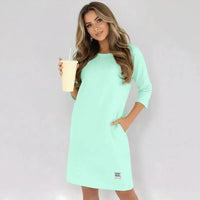 Daily™-Kleid aus Comfort-Strick mit 3/4-Ärmeln / Das elegante Basic, das die Figur vorteilhaft betont, ohne einzuengen! in Hellgrün