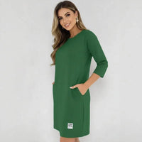 Daily™-Kleid aus Comfort-Strick mit 3/4-Ärmeln / Das elegante Basic, das die Figur vorteilhaft betont, ohne einzuengen! in Grün
