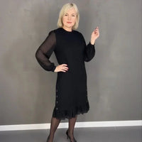Dame Charlotte™ Kleid mit Transparenten Langarmärmeln / Zeitlose Klassik für Elegante Anlässe in S