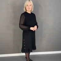 Dame Charlotte™ Kleid mit Transparenten Langarmärmeln / Zeitlose Klassik für Elegante Anlässe in M