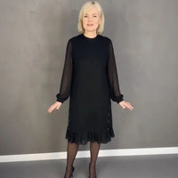 Dame Charlotte™ Kleid mit Transparenten Langarmärmeln / Zeitlose Klassik für Elegante Anlässe in XL
