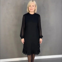 Dame Charlotte™ Kleid mit Transparenten Langarmärmeln / Zeitlose Klassik für Elegante Anlässe in L