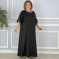 Helena™ Kleid aus Viskosekleid mit Schmuckdetails an Ausschnitt und Ärmeln / Klassische Eleganz mit einem Hauch von Glamour für jede Gelegenheit! in Schwarz