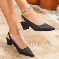 Solenne™ Damen-Lederschuh mit Komfortabsatz in Schwarz