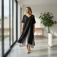 Premium Viskose Miami™ Kleid mit Stilvollem Seitenschlitz in Schwarz