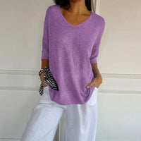 Carmim™ Bluse aus weichem Strick mit strukturierter Masche in Lila