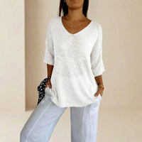 Carmim™ Bluse aus weichem Strick mit strukturierter Masche in Weiß