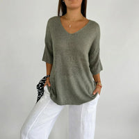 Carmim™ Bluse aus weichem Strick mit strukturierter Masche in Grau