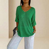 Carmim™ Bluse aus weichem Strick mit strukturierter Masche in Grün