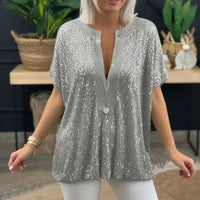Dubai™ Bluse aus Premium-Viskose mit Pailletten-Details in Silber