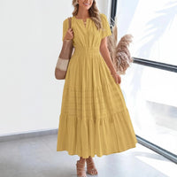 Floriana™ Kleid mit Stufenrock und Betonter Taille in Gelb