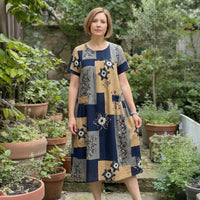 Antonella™ Fließendes Kleid im Barockstil / Eleganter Komfort für jeden Anlass in Detailliertes Blau