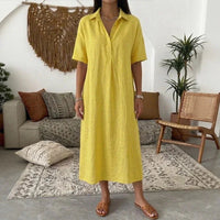 Bianca™ Kleid mit Klassischem Kragen und Knöpfen Vorne in Gelb