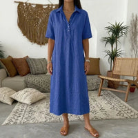 Bianca™ Kleid mit Klassischem Kragen und Knöpfen Vorne in Blau