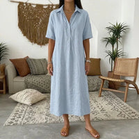 Bianca™ Kleid mit Klassischem Kragen und Knöpfen Vorne in Hellblau