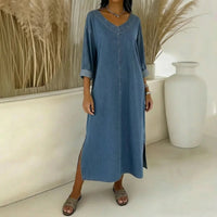 Santorini™ Kleid mit Seitenschlitzen und rustikalem Touch in Hellblau