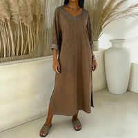Santorini™ Kleid mit Seitenschlitzen und rustikalem Touch in Braun