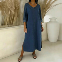 Santorini™ Kleid mit Seitenschlitzen und rustikalem Touch in Dunkelblau