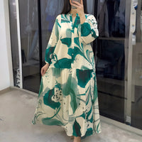 Marrakesch™ Maxi-Kleid mit künstlerischen Prints und Puffärmeln in Grün