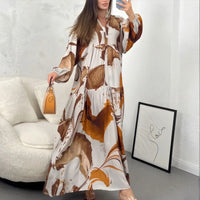 Marrakesch™ Maxi-Kleid mit künstlerischen Prints und Puffärmeln in Braun