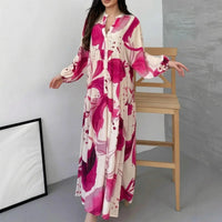 Marrakesch™ Maxi-Kleid mit künstlerischen Prints und Puffärmeln in Rosa