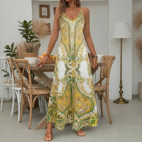 Aruba™ Maxi-Kleid mit ornamentalem Print und feinen Trägern in Gelb