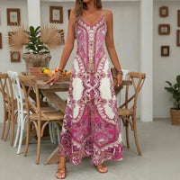 Aruba™ Maxi-Kleid mit ornamentalem Print und feinen Trägern in Rosa