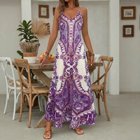 Aruba™ Maxi-Kleid mit ornamentalem Print und feinen Trägern in Lila