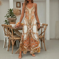 Aruba™ Maxi-Kleid mit ornamentalem Print und feinen Trägern in Orange