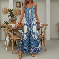 Aruba™ Maxi-Kleid mit ornamentalem Print und feinen Trägern in Blau