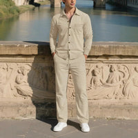Monte Carlo™ Set mit leichter Textur und Hose mit verstellbarem elastischem Bund in Beige