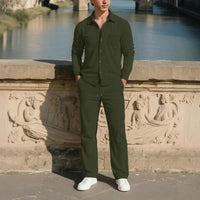 Monte Carlo™ Set mit leichter Textur und Hose mit verstellbarem elastischem Bund in Dunkelgrün