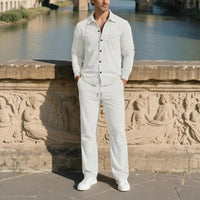 Monte Carlo™ Set mit leichter Textur und Hose mit verstellbarem elastischem Bund in Weiß
