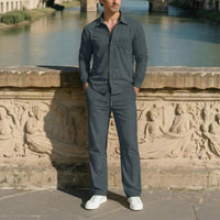 Monte Carlo™ Set mit leichter Textur und Hose mit verstellbarem elastischem Bund in Grau