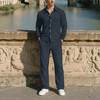 Monte Carlo™ Set mit leichter Textur und Hose mit verstellbarem elastischem Bund in Dunkelblau