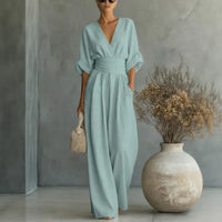 Granada™-Jumpsuit mit Taillengürtel und modernem Design in Hellblau