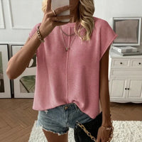 Lina™ Shirt mit kurzem Ärmel und strukturierter Textur in Hellrosa