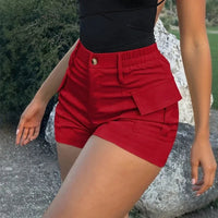 Nivara™-Shorts aus Premium-Twill mit Cargotaschen und Hohem Bund in Rot