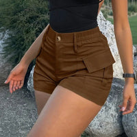 Nivara™-Shorts aus Premium-Twill mit Cargotaschen und Hohem Bund in Braun